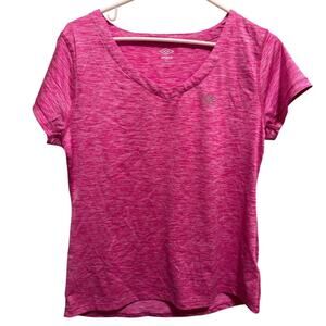 Umbro Women's Pink V-Neck Short Sleeve Performance Athletic Top Shirt Workout  L